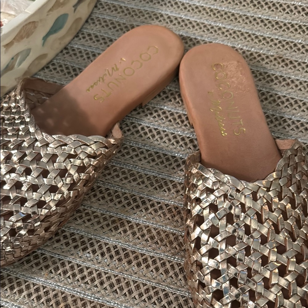 Coconuts by Matisse Gold Woven Mules